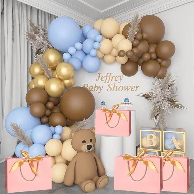 Baloane pentru Arcada, pentru Baieti, BABY SHOWER, ANGELBEAR, Mset mix din 107 Baloane, din Latex pentru decor, Albastru Maro